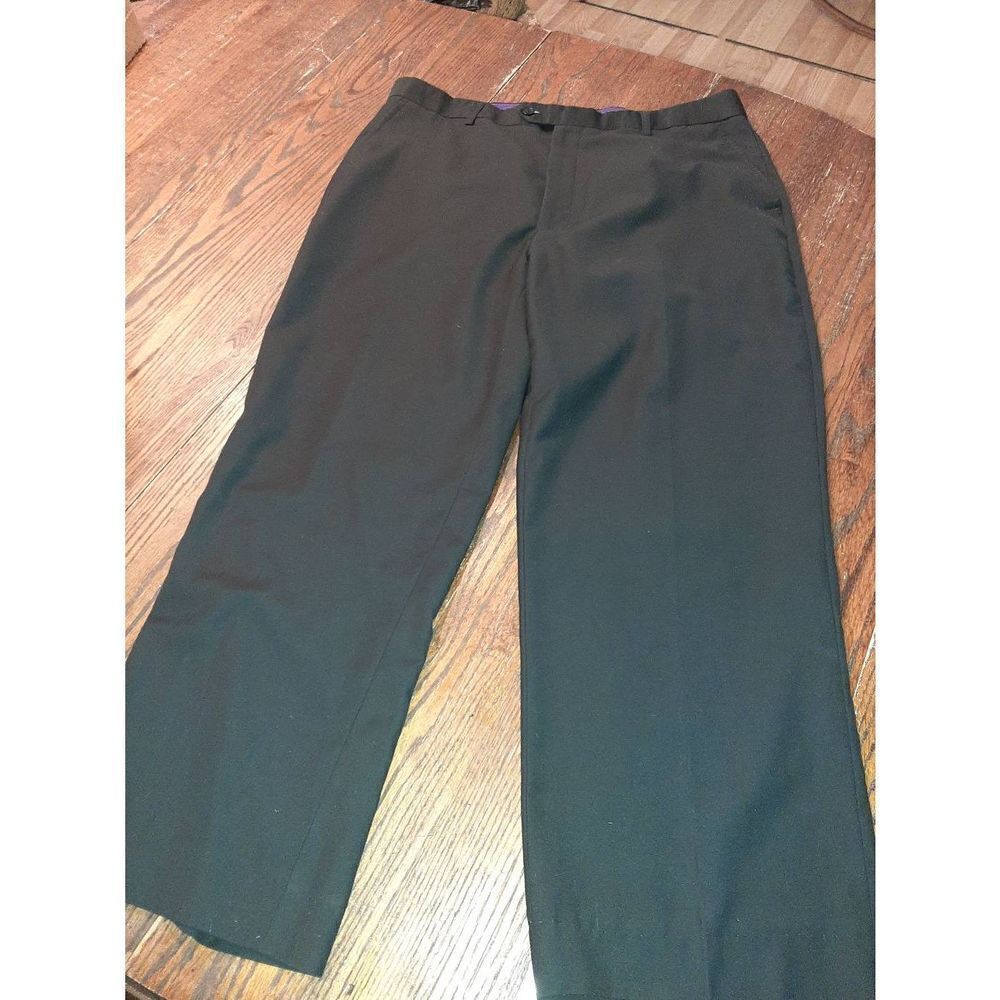 38x27 Vinci Black Flat Front Pleated Leg High-Waist Pants Handled by Waterproof